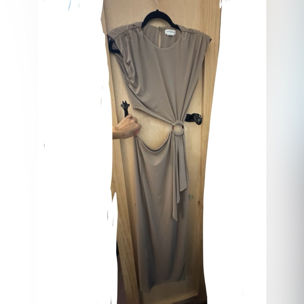 Lovers + Friends Encore Dress, Tan Sleeveless Sheath Maxi Dress - Picture 6 of 6